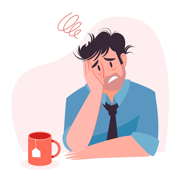 Illustration of a person experiencing a migraine