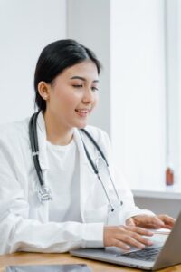 An image of a doctor during an online consultation