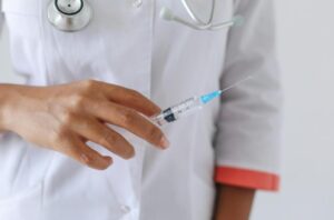 A shot of the vaccine.