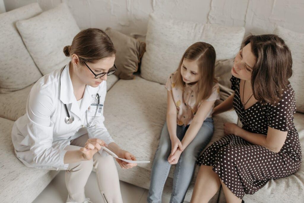 a child getting a doctor checkup.