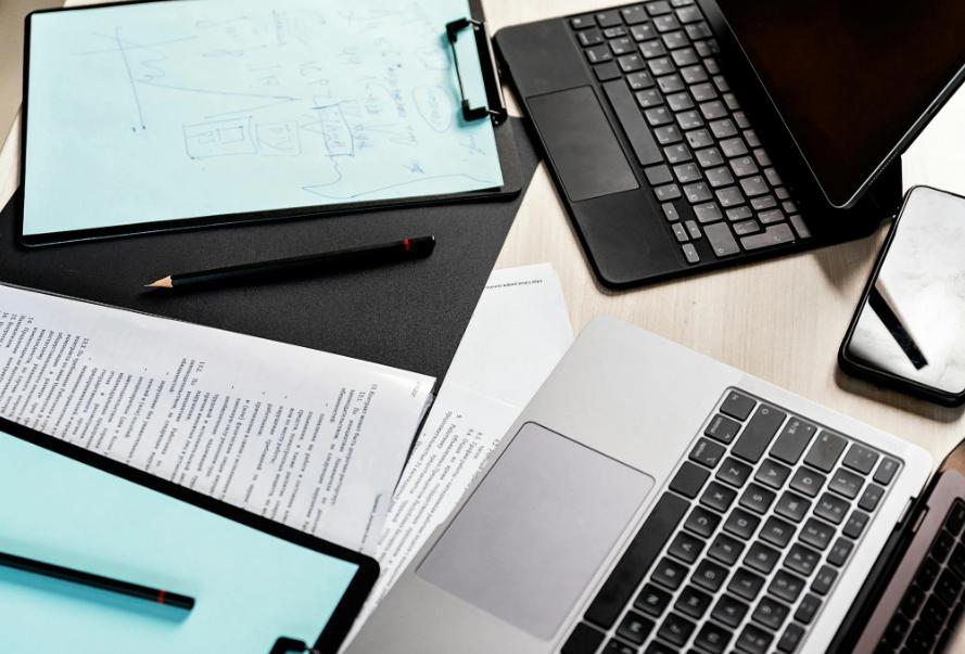 This image shows close-up-of-workplace with electronic devices.